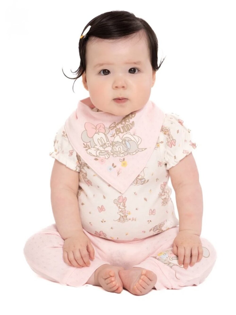 NWT - Disney Baby Minnie Mouse 4 Pc Onesie, Bib and Pant Set - Pink - Size 12 M